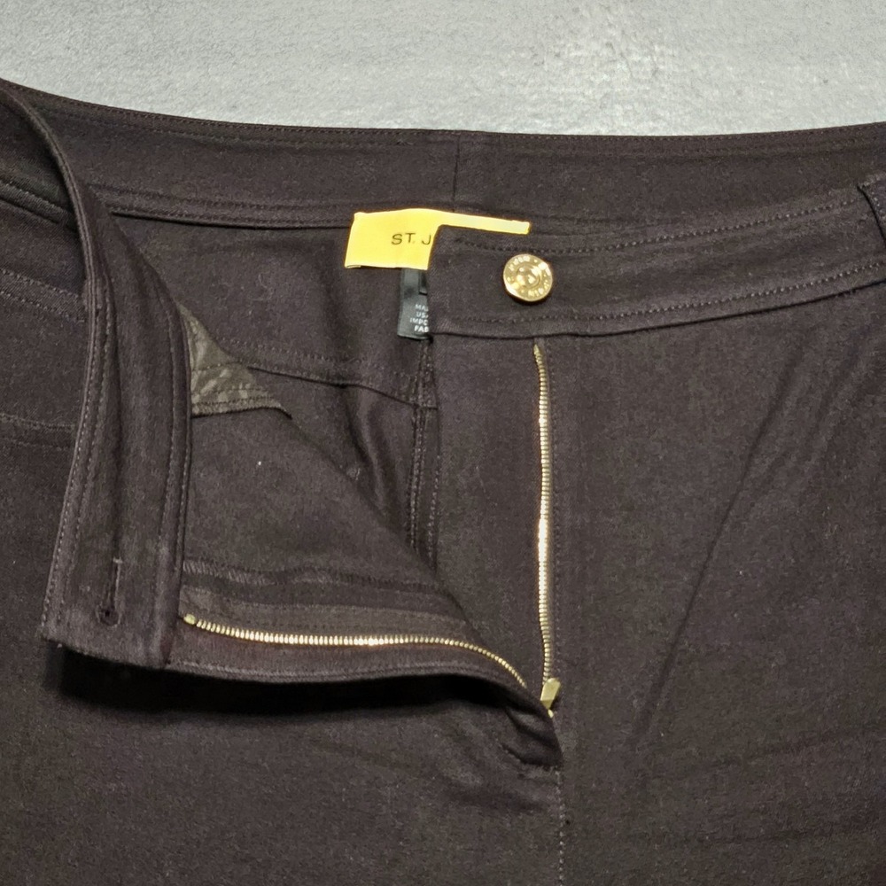 St. John Capri Trouser Pant Women's Size‎ 12 Brown 5 Pocket Casual USA MADE FLAW - Picture 10 of 10